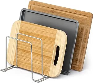 simplywire – Baking Tray and Chopping Board Rack - Pan Storage - Kitchen Cupboard Organiser – Chrome